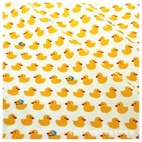 BrightGlow 100% Baumwollstoff Gelb DIY Baumwoll Cartoons Gedruckt Craft Stoffe Meterware Handwerken Nähen Stoff mit Gummienten Bedruckter Kostümstoff Dekostoff für Basteln Gelb#2 100 X 160CM von BrightGlow