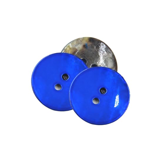 BrightGlow 30 Stück Natürliche Muschel Knöpfe Runde Muschelknöpfe Bunte Knöpfe aus Muschel 2-Loch Blusenknöpfe Perlmuttknöpfe Jackenknöpfe Bastelknöpfe für Nähen DIY Basteln Blau 15MM-24L von BrightGlow