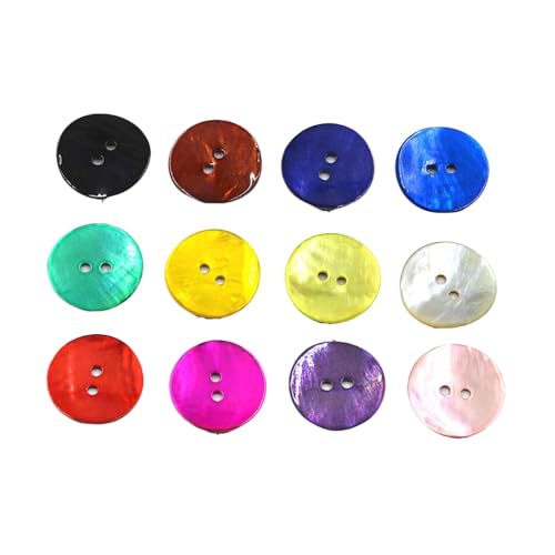 BrightGlow 30 Stück Natürliche Muschel Knöpfe Runde Muschelknöpfe Bunte Knöpfe aus Muschel 2-Loch Blusenknöpfe Perlmuttknöpfe Jackenknöpfe Bastelknöpfe für Nähen DIY Basteln Bunt 20MM-32L von BrightGlow