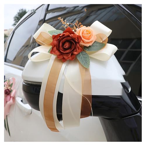 BrightGlow Autoschleifen Hochzeit Rückspiegel Antennenschleifen Simulation Blume Hochzeitsauto Deko Handgemacht Schleifen Stuhlschleifen Hochzeitsschleifen für Hochzeit Deko #Orange 6 Stück von BrightGlow