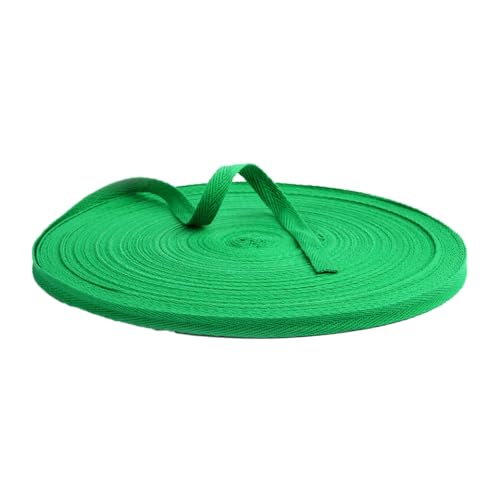 BrightGlow Baumwoll Gurtband Twill 100% Baumwolle Gurtband 20 m Herringbone Tape Ribbon Cotton Twill Tape Ribbon Baumwoll Schrägband Nahtband Baumwollband Dekoband für DIY Handwerk Grün 10MM von BrightGlow