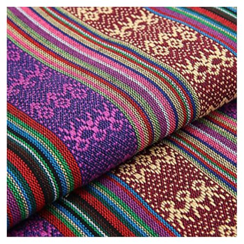 BrightGlow Baumwolle Stoff zum Nähen Ethnisches Muster Baumwollstoff Boho-Stoff Meterware Exotische Blumen Stoff Baumwoll-Leinenstoff Bunter Retro-Dekostoff Zum Nähen Kostümstoff 12# 100 X 150CM von BrightGlow
