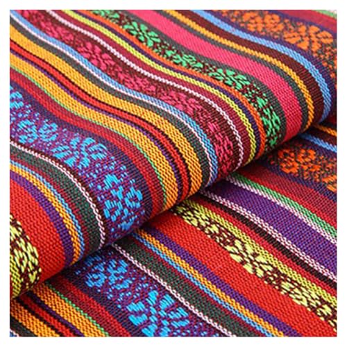 BrightGlow Baumwolle Stoff zum Nähen Ethnisches Muster Baumwollstoff Boho-Stoff Meterware Exotische Blumen Stoff Baumwoll-Leinenstoff Bunter Retro-Dekostoff Zum Nähen Kostümstoff 3# 100 X 150CM von BrightGlow