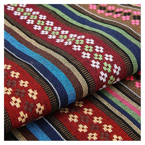 BrightGlow Baumwolle Stoff zum Nähen Ethnisches Muster Baumwollstoff Boho-Stoff Meterware Exotische Blumen Stoff Baumwoll-Leinenstoff Bunter Retro-Dekostoff Zum Nähen Kostümstoff 8# 100 X 150CM von BrightGlow