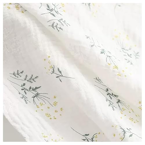 BrightGlow Baumwollstoff 100% Baumwolle Kleinkinder Handwerken Nähen Musselin-Stoff Double Gauze Stoff Bedruckte Kinderstoff Dekostoff Kostümstoff für Bekleidung Deko 21# 200X130cm Blumen von BrightGlow