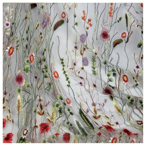 BrightGlow Blumen Bestickter Spitzenstoff Tüll Stoff Breite 150cm Bunte Netzstoffe Dekostoff Stoff zum Nähen Bekleidungszubehör Kostümstoff Tüllstoff für Party Kleidung DIY Nähen Weiß 1 Yard BrightGlow Blumen Bestickter Spitzenstoff Tüll Stoff Breite 150cm Bunte Netzstoffe Dekostoff Stoff zum Nähen Bekleidungszubehör Kostümstoff Tüllstoff für Party Kleidung DIY Nähen Weiß 1 Yard von BrightGlow