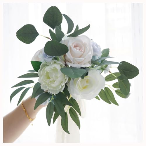 BrightGlow Brautstrauß Hochzeits Blumenstrauß Künstlich Rosensträuße Brautstrauß Trockenblumen Vintage Braut Satin Rosen Blumen Handgefertigter Brautjungfernstrauß für Hochzeit Blau BrightGlow Brautstrauß Hochzeits Blumenstrauß Künstlich Rosensträuße Brautstrauß Trockenblumen Vintage Braut Satin Rosen Blumen Handgefertigter Brautjungfernstrauß für Hochzeit Blau von BrightGlow