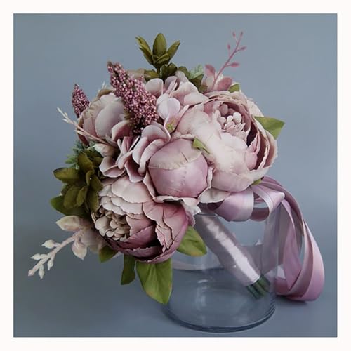 BrightGlow Brautstrauß Hochzeits Blumenstrauß Künstlich Rosensträuße Brautstrauß Trockenblumen Vintage Braut Satin Rosen Blumen Handgefertigter Brautjungfernstrauß für Hochzeit Rosa BrightGlow Brautstrauß Hochzeits Blumenstrauß Künstlich Rosensträuße Brautstrauß Trockenblumen Vintage Braut Satin Rosen Blumen Handgefertigter Brautjungfernstrauß für Hochzeit Rosa von BrightGlow