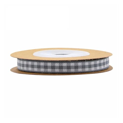 BrightGlow Karoband 5 M Weihnachten Geschenkband Gingham Band Weihnachtsbänder zum Basteln Plaid Ribbon Dekoband Kariertes Band für Geschenk DIY Bastelkuchen Weihnachten Party Deko Grau 6mm von BrightGlow