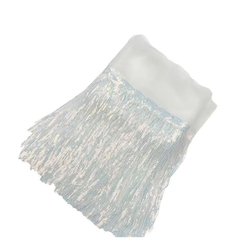 BrightGlow Pailletten Fransenborte Glitzer Folien Fransen 20CM Breite Fransenborte zum Nähen Quastenbesatz Geschnitten Fransenborte Trim Fransenband für DIY-Kleid, Weihnachten #1Weiß 3 Yards BrightGlow Pailletten Fransenborte Glitzer Folien Fransen 20CM Breite Fransenborte zum Nähen Quastenbesatz Geschnitten Fransenborte Trim Fransenband für DIY-Kleid, Weihnachten #1Weiß 3 Yards von BrightGlow