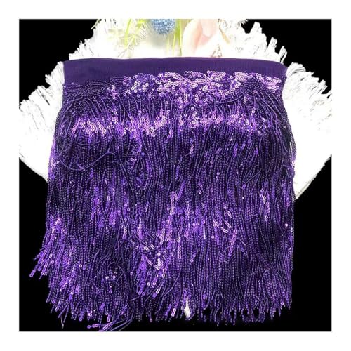 BrightGlow Pailletten Fransenborte Glitzer Folien Fransen 20CM Breite Fransenborte zum Nähen Quastenbesatz Geschnitten Fransenborte Trim Fransenband für DIY-Kleid, Weihnachten Lila 3 Yards BrightGlow Pailletten Fransenborte Glitzer Folien Fransen 20CM Breite Fransenborte zum Nähen Quastenbesatz Geschnitten Fransenborte Trim Fransenband für DIY-Kleid, Weihnachten Lila 3 Yards von BrightGlow