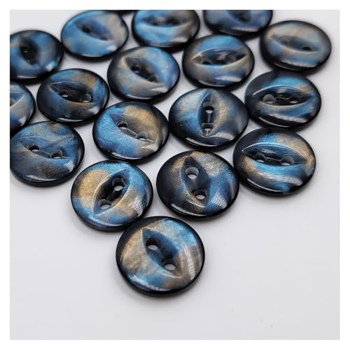BrightGlow Schimmernde Perlmuttknöpfe Natürliche Muschelknöpfe Runde Nähen Knöpfe Perlmutt Blusenknöpfe 2 Loch Jackenknöpfe Bastelknöpfe für Nähen DIY Basteln Blau(18L=11.5 MM) 30 Stück von BrightGlow