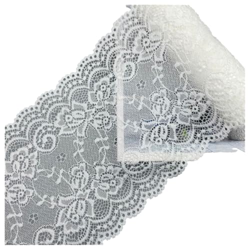 BrightGlow Spitzenband 15cm Breit Elastizität Spitzenborte Geschenkband Vintage Spitzenband Spitze Band Meterware Schleifenband Spitze Spitzenstoff Zum Nähen für DIY,Weihnachten Weiß 10M von BrightGlow