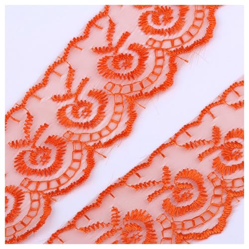 BrightGlow Spitzenbordüre Bänder Dekoband 45mm Breit Bestickte Spitzenband Geschenkband Bordüre Spitze Band Meterware Vintage Spitzenband Spitzenstoff Zum Nähen für DIY Weihnachten Orange 2M von BrightGlow