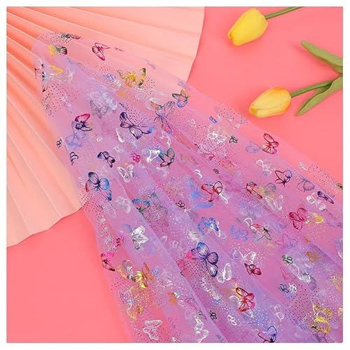 BrightGlow Tüll Stoff 150 cm Breit Stoffe zum Nähen Netzstoff mit Schmetterlingsmuste Glitzer Polyester-Mesh-Tüllstoff Tüll Dekostoff Hochzeitsstoff für DIY Bekleidung & Deko Violett 1 Yard BrightGlow Tüll Stoff 150 cm Breit Stoffe zum Nähen Netzstoff mit Schmetterlingsmuste Glitzer Polyester-Mesh-Tüllstoff Tüll Dekostoff Hochzeitsstoff für DIY Bekleidung & Deko Violett 1 Yard von BrightGlow