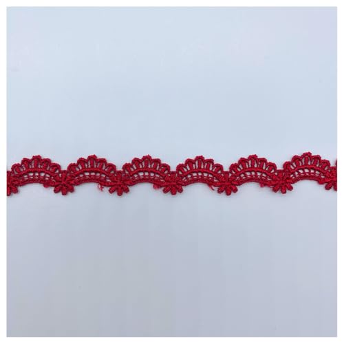 BrightGlow Vintage Spitzenband Spitzenbesatz mit Blume 1.8 cm Breite Stretch Spitzenborte Band Häkelspitze zum Nähen Dekoband Zierband Häkelband Spitzenstoff für Nähen Deko Weinrot 10 Yards von BrightGlow