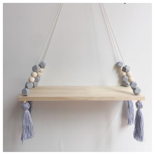 BrightGlow Wandregal Holz Regal Schweberegal Hängendes Holzregal Boho Schaukel Seil Schweberegale mit Holzperlen Quaste Mode Hängeregal für Schlafzimmer Wohnzimmer Kinderzimmer #3grau BrightGlow Wandregal Holz Regal Schweberegal Hängendes Holzregal Boho Schaukel Seil Schweberegale mit Holzperlen Quaste Mode Hängeregal für Schlafzimmer Wohnzimmer Kinderzimmer #3grau von BrightGlow