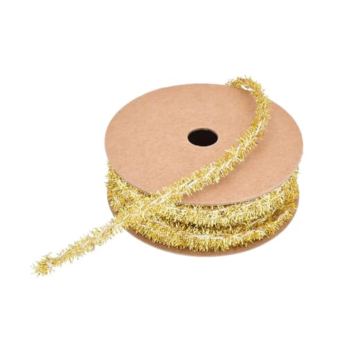 BrightGlow Weihnachten Lametta Girlande Dünn Mini Lametta Girlande Weihnachten Geschenkband Deko Schleifenband Geschenkband Glänzend Dünnes Lametta für Geschenk Weihnachtsbaum 8mm Gold 5 Yard BrightGlow Weihnachten Lametta Girlande Dünn Mini Lametta Girlande Weihnachten Geschenkband Deko Schleifenband Geschenkband Glänzend Dünnes Lametta für Geschenk Weihnachtsbaum 8mm Gold 5 Yard von BrightGlow