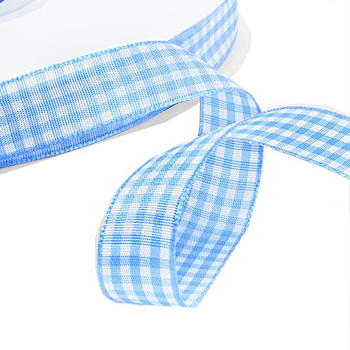 Kariertes Band 50 Yard 10mm Gingham Band Weihnachtsband Geschenkband Dekoband Schleifenband Plaid Ribbon Karo Stoffband Karoband Bastelband Geschenk Verpacken Hochzeit Party Deko Light blue Kariertes Band 50 Yard 10mm Gingham Band Weihnachtsband Geschenkband Dekoband Schleifenband Plaid Ribbon Karo Stoffband Karoband Bastelband Geschenk Verpacken Hochzeit Party Deko Light blue von BrightGlow
