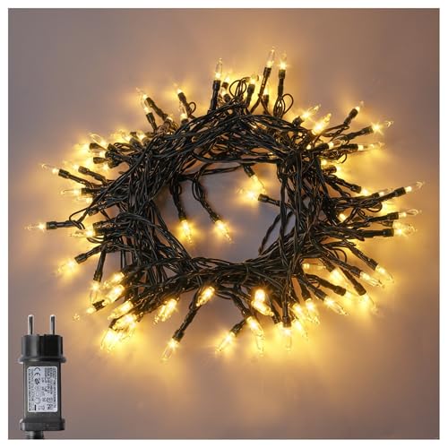 Lichterkette außen, 10 M 100 LED-Lichterkette mit Netzanschluss, Fernbedienung und Timer, wasserdichte Außenbeleuchtung, 8 Modi, funkelnde Lichter für Terrasse und Schlafzimmerdekoration （Warmweiß） von BrightWish