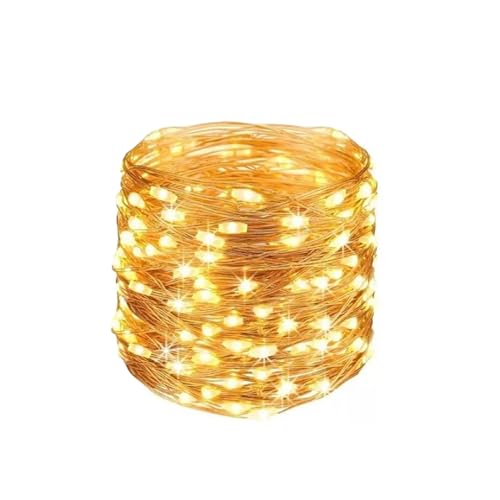 Brightium 10 m LED-Lichterkette mit Kupferdraht, 3AA-Batterie, warmweiß, ideal für Dekorationen und Ambiente. von Brightium