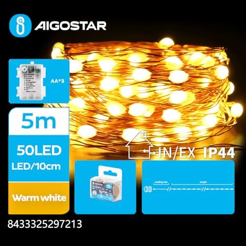 Brightium 5 m warme LED-Lichterkette mit Kupferdraht und 3AA-Batterie, ideal für Dekoration und Atmosphäre im Innen- und Außenbereich. von Brightium