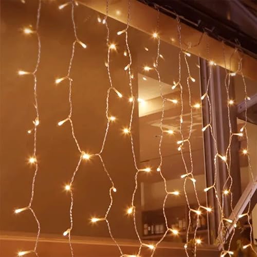Brightium Flache, batteriebetriebene Vorhänge mit 3 AA-Batterien, warmweiß, Maße 3 m x 3 m, ideal für Event-Dekoration und gemütliche Atmosphäre. von Brightium