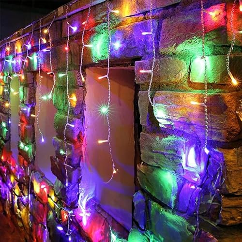 Brightium Flache, dekorative Vorhanglichter mit 3AA-Batterie, RGBY, 2 m x 2 m, 200 LEDs, IP44, 8 Funktionen, Speicher und Timer, innen und außen. von Brightium