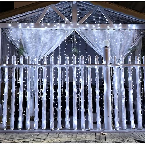 Brightium Flache Vorhanglichter, 3 AA-Batterie, kaltweiß, Maße: 2 m x 2 m, ideal für Dekoration und Atmosphäre im Innenbereich. von Brightium