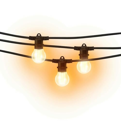 Brightium IP44 E27 10 m Lichterkette mit 15 Portalen, ideal für Innen- und Außendekoration, wasserdicht und perfekt für Partys. von Brightium