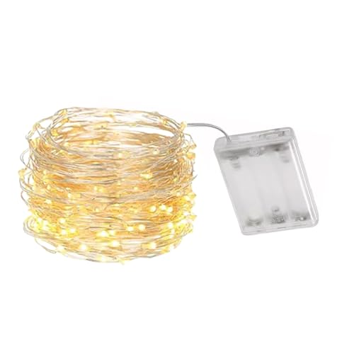 Brightium LED-Lichterkette, Kupferdraht, Batterie 3 AA, warmweiß, 15 m, ideal zur Dekoration von Innen- und Außenbereichen. von Brightium