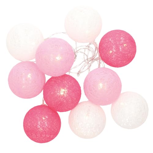 Brightium LED-Lichterkette aus Baumwollkugeln, rosa, 1,35 m, warmes Licht, ideal für festliche Dekorationen und gemütliche Atmosphäre. von Brightium