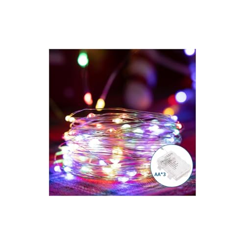 Brightium LED-Lichterkette mit Kupferdraht, 3AA-Stromversorgung, RGBY-Farben, Länge 10 m, ideal für Dekoration und festliche Atmosphäre. Brightium LED-Lichterkette mit Kupferdraht, 3AA-Stromversorgung, RGBY-Farben, Länge 10 m, ideal für Dekoration und festliche Atmosphäre. von Brightium