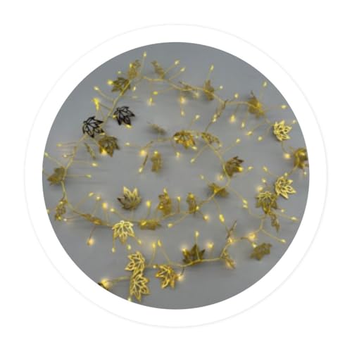 Brightium LED-Lichterkette mit goldenen Blättern, 1,5 m, batteriebetrieben, ideal für die Dekoration von Veranstaltungen, Partys und verleiht Ihrem Zuhause einen eleganten Touch. von Brightium