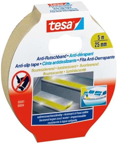 Brightium Rutschfestes Klebeband, fluoreszierendes Klebeband, 5 m x 25 mm, starke Haftung und leicht von Hand zu schneiden, fluoreszierendes Gelb. von Brightium