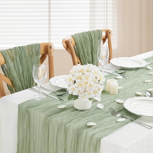 BrillShine 4 Stück Tischläufer, 90x300 cm Grün Musselin Tischläufer Hochzeit Table Runner für Taufe Geburtstag Freien Hochzeitsdeko BrillShine 4 Stück Tischläufer, 90x300 cm Grün Musselin Tischläufer Hochzeit Table Runner für Taufe Geburtstag Freien Hochzeitsdeko von BrillShine