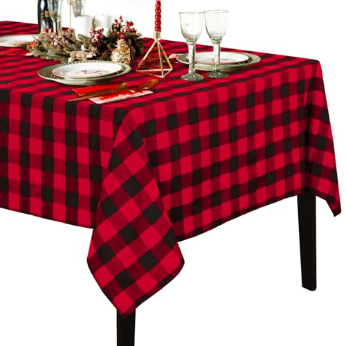 BrillShine Tischdecke Abwaschbar Rechteckig 140x 210 cm Buffalo Plaid Tischdecke Schmutzabweisend Polyester Rechteckig Tischdecke für Küche, Camping Weihnachtsfeiern Schwarz Rot BrillShine Tischdecke Abwaschbar Rechteckig 140x 210 cm Buffalo Plaid Tischdecke Schmutzabweisend Polyester Rechteckig Tischdecke für Küche, Camping Weihnachtsfeiern Schwarz Rot von BrillShine