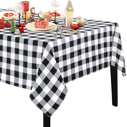 BrillShine Tischdecke Abwaschbar Rechteckig 140x 210 cm Buffalo Plaid Tischdecke Schmutzabweisend Polyester Rechteckig Tischdecke für Küche, Camping Weihnachtsfeiern Schwarz Weiß BrillShine Tischdecke Abwaschbar Rechteckig 140x 210 cm Buffalo Plaid Tischdecke Schmutzabweisend Polyester Rechteckig Tischdecke für Küche, Camping Weihnachtsfeiern Schwarz Weiß von BrillShine