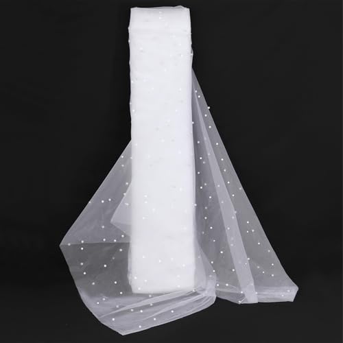 BrillShine Weiße Perlen Tischdecke Dünnem Chiffonstoff 3 Yards 160x279cm für Hochzeitsde, Brautgeschenke Dekoration von BrillShine