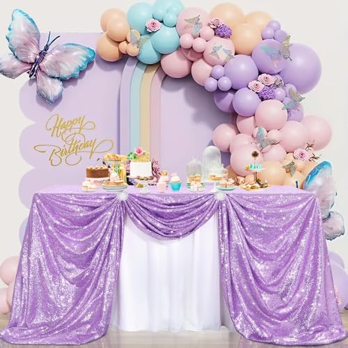 Tischdecke Hellviolett Pailletten, 150x225 cm Rechteckige Glitzer Tischdecke, Hochzeitstischdecke für Weihnachten Ostern Geburtstagsfeier Feiertags Bankett Dekoration Tischdecke Hellviolett Pailletten, 150x225 cm Rechteckige Glitzer Tischdecke, Hochzeitstischdecke für Weihnachten Ostern Geburtstagsfeier Feiertags Bankett Dekoration von BrillShine