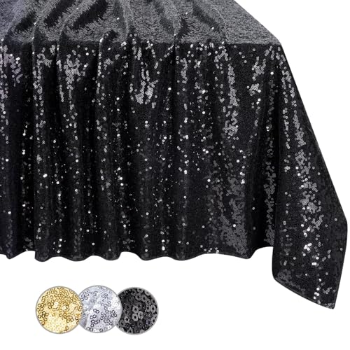 Tischdecke Schwarz Pailletten, 125 x 200 cm Rechteckige Glitzer Tischdecke, Hochzeitstischdecke für Weihnachten Ostern Geburtstagsfeier Feiertags Bankett Dekoration Tischdecke Schwarz Pailletten, 125 x 200 cm Rechteckige Glitzer Tischdecke, Hochzeitstischdecke für Weihnachten Ostern Geburtstagsfeier Feiertags Bankett Dekoration von BrillShine