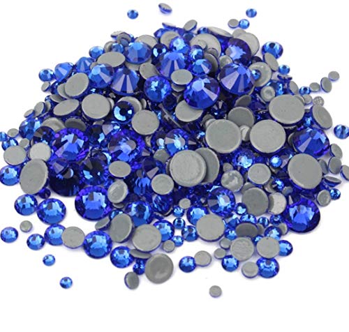 BrillaBenny 1000 TERMOADESIVI Sapphire Blue Saphir HOTFIX Mix 2mm / 3mm / 4mm / 5mm / 6mm Rhinestone Crystal Diamond Luxury Flatback Hot Fix von BrillaBenny