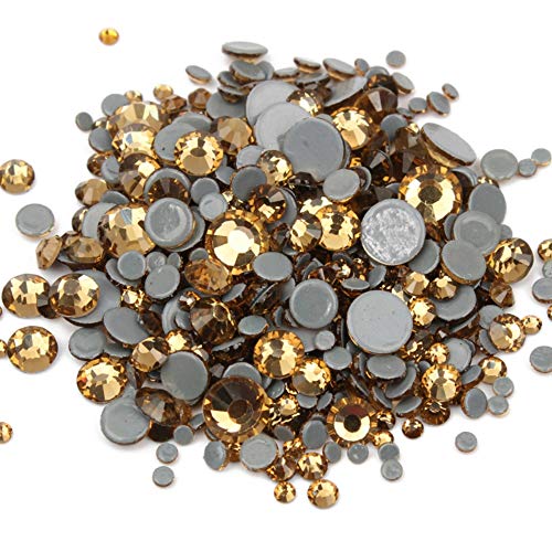 1000 Kristallen Fusible Top Quality Gold Light Colorado Topaz vergoldet Gold Hotfix Mix 2 mm/3 mm/4 mm/5 mm/6 mm Rhinestone Crystal Diamond Luxury Golden Flatback Hot Fix brillabenny von Brillabenny