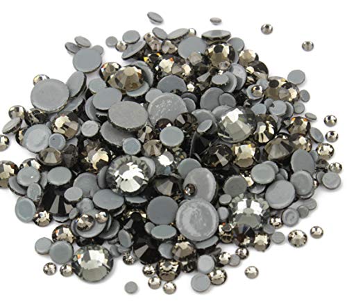 BrillaBenny 1000 Klebekristalle, Grau, Schwarz, Diamond Hotfix, Mix 2 mm/3 mm/4 mm/5 mm/6 mm, Rhinestone Grey Crystal von Brillabenny