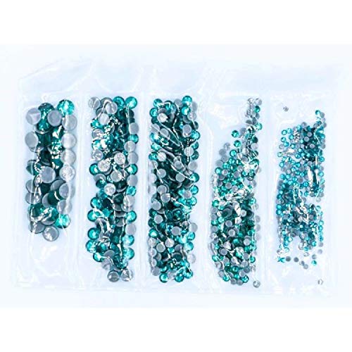 BrillaBenny 1000 Strasssteine zum Aufbügeln, Grün, Zirkonia, Smaragdgrün, Hotfix, Mix 2 mm/3 mm/4 mm/5 mm/6 mm, Strasssteine, Luxus-Diamant von Brillabenny