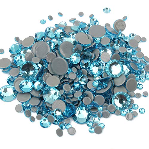 BrillaBenny Hotfix Kristalle, selbstklebend, Aquamarin, Blau, 2 mm, 3 mm, 4 mm, 5 mm, 6 mm, Rhinestone Crystal Diamond Luxury Aquamarine Agua Hot Fix von Brillabenny