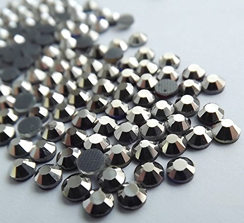 Brillabenny 300 Stück Strasssteine zum Aufbügeln Jet Hematite verspiegelte Nieten Silber Hotfix Rhinestone Stone Iron On Stoffe Handys Dekorationen Kleidung Schmuck (SS16/4MM von Brillabenny