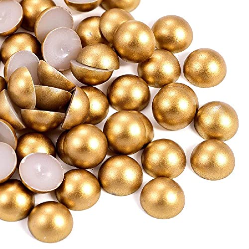 Brillabenny 20 Halbperlen, 10 mm, Kunstharz, Vintage-Perlen, 1 cm, kein Hotfix (Gold) von Brillabenny