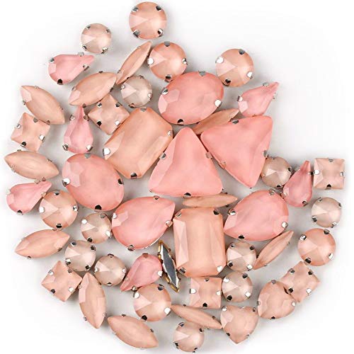Brillabenny 50 Steine Strasssteine zum Aufnähen, Kristallglas, Mix Cabochon Stone Claw Decorri Schmuck Kleid Schuhe (Pfirsich) von Brillabenny