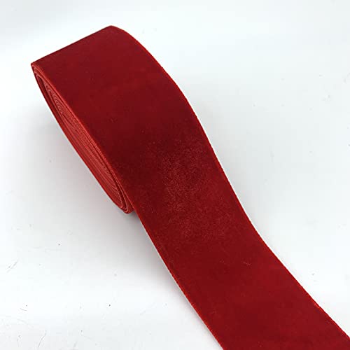 Brillabenny Samtband 50 mm x 1 Meter 1 Yard 5 cm Breite Luxury Chic Weihnachten (Rot) von Brillabenny